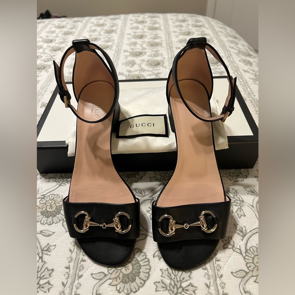 GUCCI HORSEBIT ANKLE STRAP BLACK SANDALS SIZE 36.5 EU / 6.5 US - Picture 2 of 12